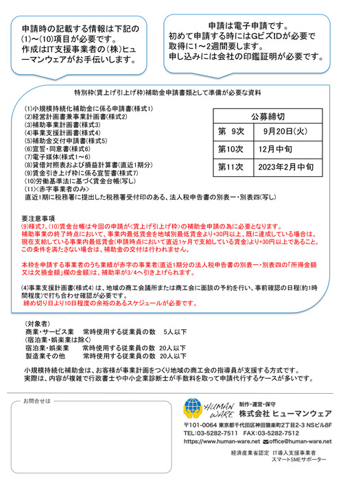 小規模持続化補助金（2022年度）